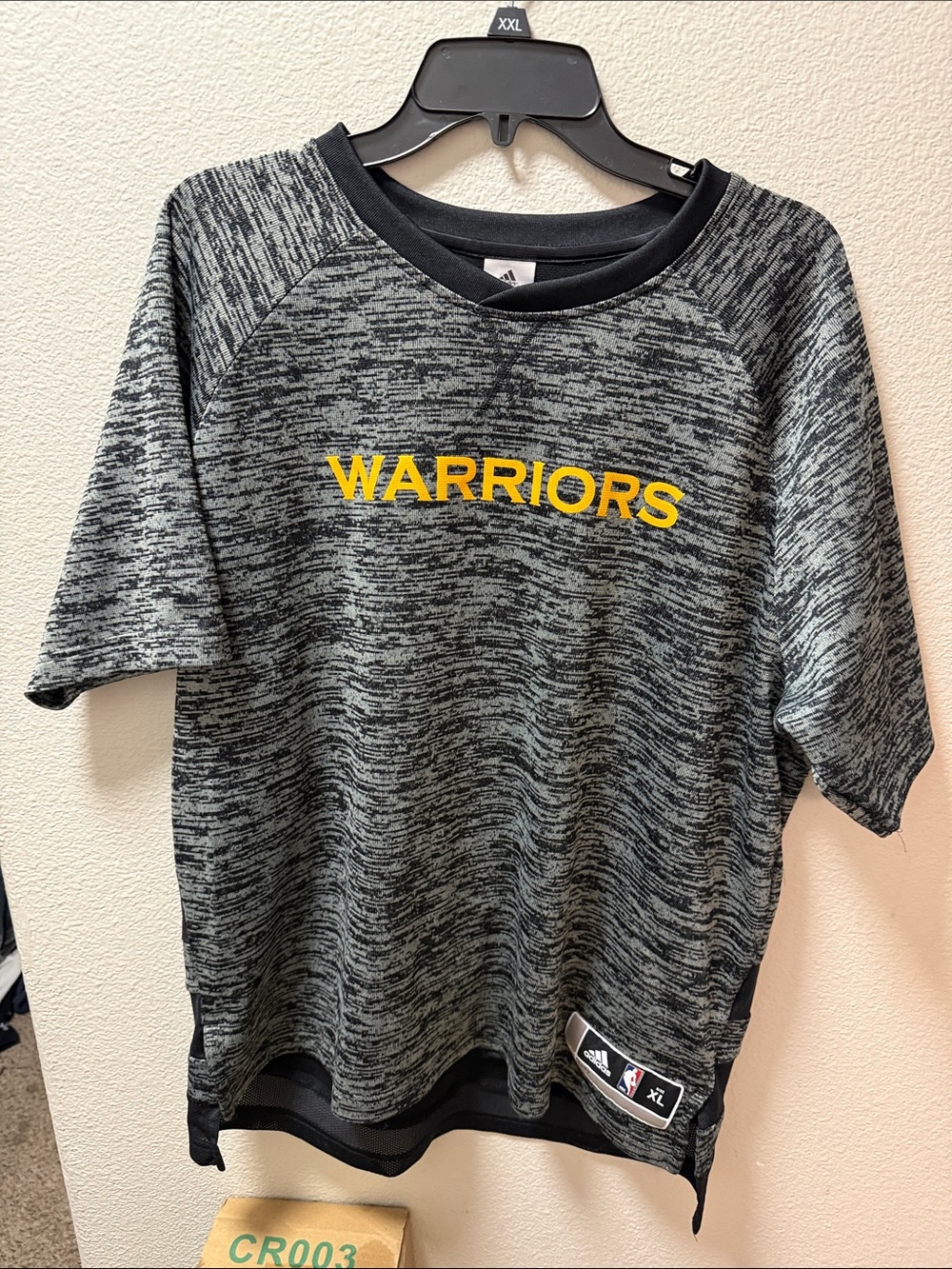 adidas Gray & Black Tee with Yellow WARRIORS Logo